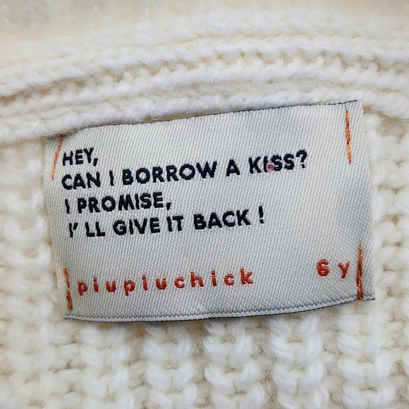 PIUPIUCHICK Knitted Sweater In Emerald And Ecru Embroidered "Bon Voyage" Size 6 - Picture 9 of 13